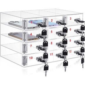 Layhit Cell Phone Locker Box Storage Clear Acrylic Cell Phone Storage Cabinet with Door Locks for Classroom School Office Factory Employees(12 Slots)