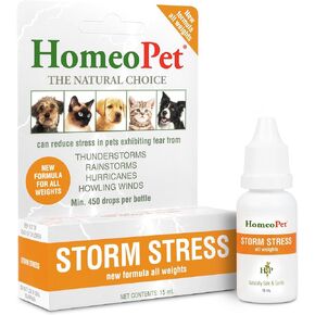 HomeoPet Storm Stress, Storm Anxiety Relief for Dogs, Cats, and Other Small Animals, 15 Milliliters
