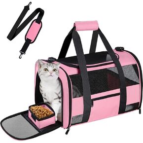 Simpelg Large Cat Carrier Dog Carrier, Pet Carrier for 2 Cats Large Cats, Dog Carrier for Medium Small Dogs, Collapsible Soft Sided Pet Carrier for Cats Dogs Puppy of 25 Lbs-Pink