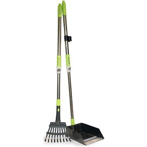 Spotty Aluminum Telescoping Metal Handled Poop Tray with Rake Sturdy Lightweight Pooper Scooper Extends 43" Long Scoop Great for Large & Small Dogs (2154)