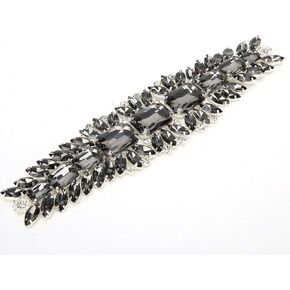 Crystal Rhinestone Chain Trim, Green Diamond Sparkly Rhinestone Applique Ribbon Craft Decoration for Sewing Craft Clothing DIY Wedding Dresses Bags Shoes