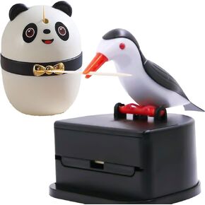 صندوق أعواد أسنان لطيف وممتع للمطبخ على شكل باندا على شكل طائر، حامل أعواد أسنان أوتوماتيكي جديد، مجموعة موزع أعواد أسنان على شكل طائر + لطيف للغاية من نوع ضغط الباندا، صندوق أعواد أسنان للتخزين بمادة ABS in Kuwait