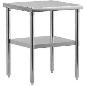 Stainless Steel Table for Prep & Work, 24 x 24 Inches, Metal Kitchen Table, NSF Commercial Heavy Duty Table with Under Shelf for Commercial Kitchen, Restaurant, Hotel and Garage