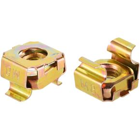 uxcell M8 Cage Nuts for Server Rack Cabinet, Carbon Steel Yellow Zinc Plated, Pack of 10