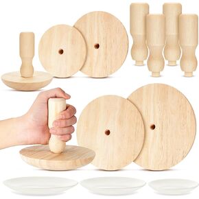Wenqik 5 Pack Pottery Molds 4.5'', 5.5'', 6.5'', 7.5'', 8.5'' Plaster Molds Wood Pottery Tools with Handle Clay Molds for Pottery Ceramic Top Forms for DIY Bowls Plate Dish Slump Press Mold Art Making