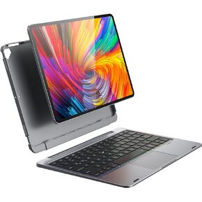 doqo iPad 9th 8th 7th Generation case with Keyboard （10.2“ 2021-2019）,Detachable 360° Protective case with 7 Colors Backlight Bluetooth Keyboard case for ipad 9th/8th/7th Space Gray