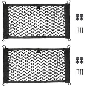 Seepong 2 Pack Large Cargo Net for Trunk, RV, Boats Storage Mesh Pocket Net with 4 Mounting Screw and Builtin Hooks 18 x 9.8 inch