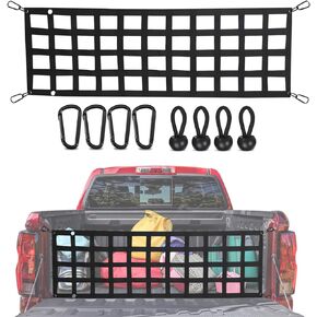Tailgate Net for Pickup Truck Bed - Cargo Trucks Bed Divider for Full Size Truck 60'' x 18'' (Black) - Mesh Tail gate Competible with Chevy, Ford, Tacoma, Toyota, Ram