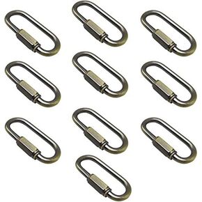 ECUDIS 10 Pack Heavy Duty D Shape Chain Locking M4 4MM Chain Quick Link Connector, Antique Brass
