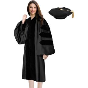 Happy Secret Unisex Deluxe Doctoral Graduation Gown and Doctoral Tam 8 Sided Doctoral Regalia