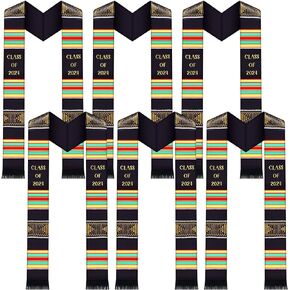 Sureio 6 Pcs Graduation Stole Class of 2024 Kente Stole Graduation Sash for Graduate Women Men Gifts