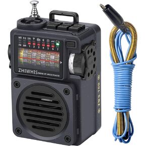 ZHIWHIS Shortwave Radio with Bluetooth, Portable Radio with Sleep Timer, Weather AM FM Shortwave Radios with Best Sound, Retro Analog Tuner with Preset, Rechargeable MP3 Player Support MicroSD Card