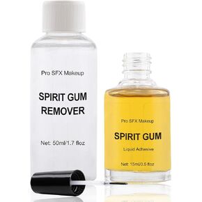 CCbeauty Special Makeup Liquid Spirit Gum Glue and Adhesive Remover Kit for Face, Skin, Body, Stage, Cosplay Makeup Wig Glue for Front Lace Wig Invisible, Strong Hold Hair Glue for Wigs