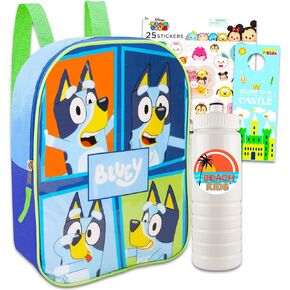 Disney Bluey Mini Backpack for Toddlers - Bundle with 11" Bluey Mini Backpack Plus Water Bottle, Stickers, and More | Bluey Backpack for Boys, Girls