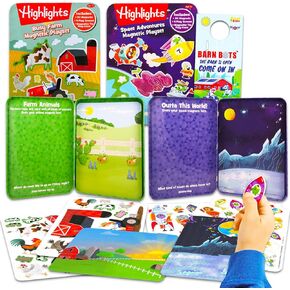 Highlights Activity Box Magnetic Play Scene Set - Bundle with 2 Highlight Magnetic Create A Scene Creation Tins Featuring Outer Space and Farm Life with Bonus Door Hanger