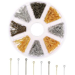 1000 قطعة دبابيس العين مختلط اللون دبابيس العين المفتوحة 16-30 مللي متر دبابيس رأس الحديد لصنع المجوهرات سوار القرط (متعدد الألوان) in Kuwait