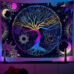 AACKart Tree of Life Tapestry for Bedroom Aesthetic Room Decor-Black and White Tapestry Sun and Moon Tapestry Spiritual Tapestries Tree Tapestry Wall Hanging 90.5 x 70.8 inches