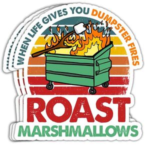 MAIANEY (3 Pcs) When Life Gives You Dumpster Fires Roast Marshmallows Sticker Funny Dumpster Fire Sticker Dumpster Fire Meme Stickers Humor Dumpster Fire Gift Decorations Laptop Bottle Window Car in Kuwait