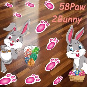 FINGOOO 60 قطعة من ملصقات بصمة أرنب عيد الفصح ملصق مطبوع عليه مخالب الأرنب للعبة صيد البيض وتزيين عيد الفصح in Kuwait