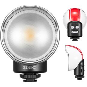 ZENIKO VC3 Bi Retro On Camera LED Video Light, Creative Small LED Video Light with Fresnel Lens for Camera Video Vlog Photography, CCT 2500K-6500K 7-Level, 10-Level Brightness, with Color Filters