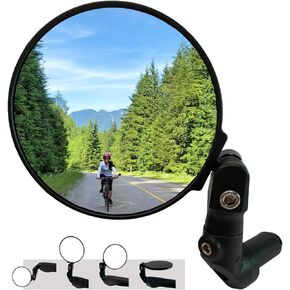 Hafny NEW Bar End E-Bike Mirror, Large Bicycle Mirrors for Electric Bike, HD Automotive Grade Glass Bicycle Mirror, Safe Blast-Resistance Cycling Mirror (HF-M958S-FR08) (Anti-glare Blue Glass)