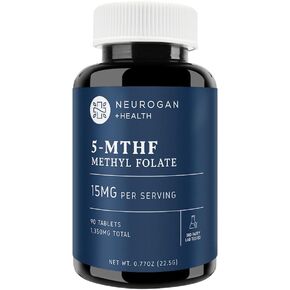 L-5-MTHF Methyl Folate Supplement, 15 mg - Active Folic Acid for Enhanced Absorption - Vegan, Gluten-Free & Non-GMO - Supports Cognitive, Cardiovascular & Mood Health - Made in USA, 90-Day Supply in Kuwait