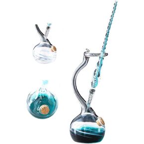 Earlyred Calligraphy Pen Set Handmade Glass Dip Pen Holder Crystal Drip Fountain Pen Writing Signatures Pen Ink Washing Inkwell Pen Decoration Office Student Gift Blue (Not Ink)