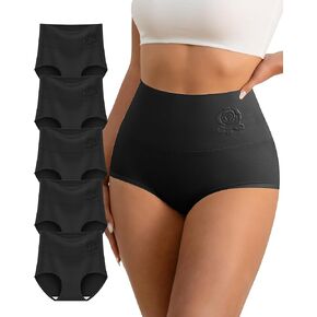 YDQ Women's High Waisted Cotton Underwear Stretch Tummy Control Underwear Full Coverage Ladies Panties Brief Multipack