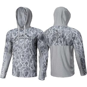 Fishoholic UPF 50 Performance Fishing Shirt - Long Sleeve MESH Hoodie - Loose Keg Fit - Breathable Quick Dry Sun Protection