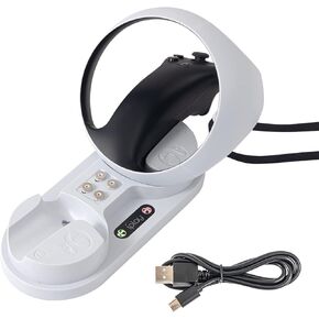 محطة شحن وحدة التحكم PS VR2، قاعدة شحن مزدوجة لوحدة التحكم PSVR 2 بسرعة مع مؤشر LED، 4 واجهة مغناطيسية من النوع C، كابل شحن من النوع C in Kuwait