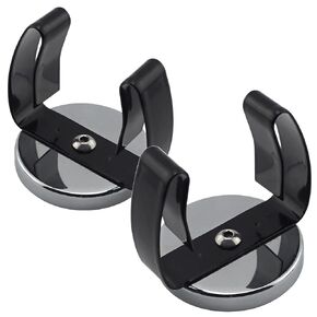 Master Magnetics Ceramic Round Base Magnets with Steel Spring Clamp - 2.04" Diameter, 2.20" Total Height, 35 Pound Pull, Silver Base, Black Clamp, 2 Pack, RB50BVCCX2