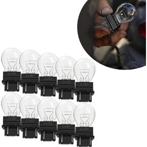 QODOLSI 10 PCS Car Brake Light Bulbs, 12V Super Bright Durable Vehicle Reversing Tail Light Accessories, Universal Waterproof Quartz Glass Automotive Lighting Lamp Replacements (White Light)