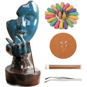 MYBOLE Statue Backflow Incense Holder Incense Burner Waterfall Aromatherapy Ornament Home Decor with 20 Incense Cones and 30 Incense Stick
