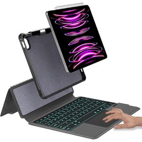 iPad 10.9 Keyboard Case for iPad 10th Gen 2022-7 Color Backlight,Touchpad Detachable Slim Cover with Pencil Holder (iPad 10th Gen 10.9",Black)