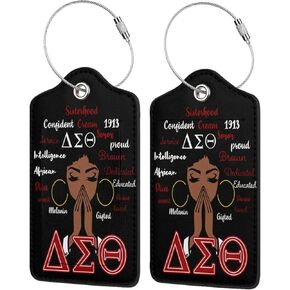 Sorority Gifts for Women Leather Luggage Tag 2PCS with Full Privacy Cover and Stainless Steel Loop in Saudi Arabia