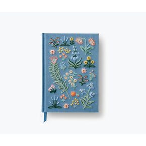 RIFLE PAPER CO. Matisse Embroidered Journal - 400 Ruled Pages, Cloth Cover with Floral Embroidery, Lay-Flat Binding, 8" L x 5.75" W, Includes Grosgrain Ribbon Bookmark