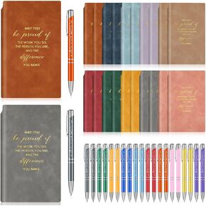 Colarr 20 Sets Employee Appreciation Gifts for Coworkers Thank You Gifts Staff Inspirational Notebook A6 PU Leather Journal with Motivational Pens for Women Men Office Gift (Black,May You)