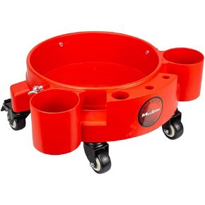 Maxshine 5 Gallon Rolling Bucket Dolly – Heavy-Duty with 5 Wheels, 2 Locking Casters, Organizer for Detailing Cleaning Compounds & Detailing Brushes - Detailing Accessory & Supplies - Black