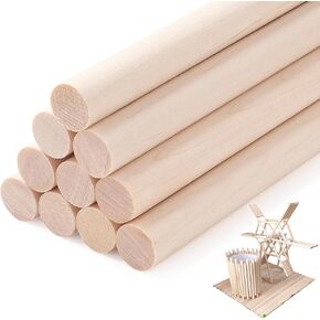 Santoy 10PCS Dowel Rods Wood Dowels, 1/2 x 12 Inch Round Wooden Sticks for Craft, Macrame Dowel, Unfinished Solid Wood Sticks for Arts and DIYers