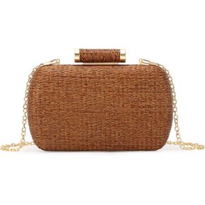 GOKTOW Small Straw Purse Clutch for Women,Woven Handbag Raffia Bag for Summer,Wicker Evening Bag for Party Wedding