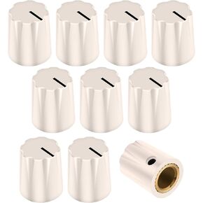 DAIERTEK Metal Guitar Pedal Knob 1/4" Shaft Potentiometer Knob Silver Amplifier Control Knob with Set Screw Replacement for Electric Guitar Effect Pedal -6pcs