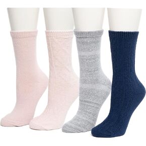 Cuddl Duds Women Super Soft 4 Pair Pack Modern Multicolor Easy Care Crew Boot Socks