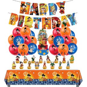 Birthday Party Supplies Set Dragonn, Includes Banner, Tablecloth, Cake Topper - 16 Cupcake Toppers - 24 Balloons in Kuwait