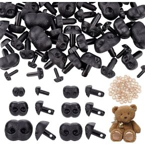 AHANDMAKER 150 Pcs Arc Shape Plastic Safety Eyes Eyebrows, 3 Sizes Craft Safety Eyes Eyebrows Black Safty Eyes for Puppet, Plush Animal and Teddy Bear 9x17mm, 11x24mm, 16x30mm