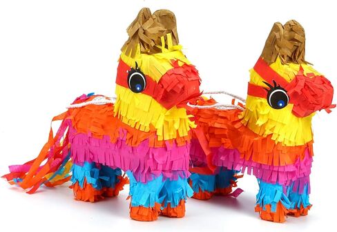 بيناتا لحفلات أعياد الميلاد - مجموعة مكونة من قطعتين من ديكورات الحفلات المكسيكية دونكي ميني بيناتا - لوازم حفلات العيد الملونة للأطفال - مثالية لحفلات أعياد الميلاد، وديكورات حفلات الخيول ذات الطابع الشخصي in Kuwait