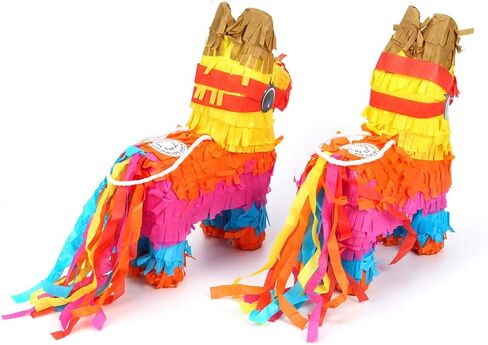 بيناتا لحفلات أعياد الميلاد - مجموعة مكونة من قطعتين من ديكورات الحفلات المكسيكية دونكي ميني بيناتا - لوازم حفلات العيد الملونة للأطفال - مثالية لحفلات أعياد الميلاد، وديكورات حفلات الخيول ذات الطابع الشخصي in Kuwait