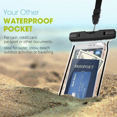 حافظة هاتف عالمية مقاومة للماء، عبوتان من الحقيبة المقاومة للماء للهاتف iPhone 15 14 13 12 Pro Max Plus Galaxy S23 S24 Google حتى 7.5 بوصة، حقيبة واقية للسفر على حمام السباحة والشاطئ والتجديف بالكاياك in Kuwait