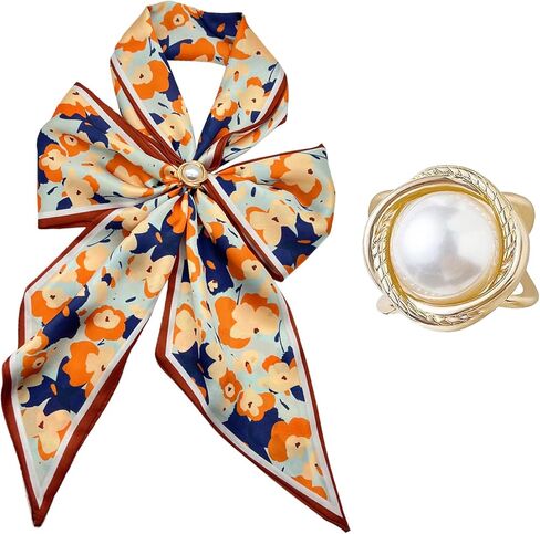 وشاح شعر طويل من Do-Dottii مقاس 59 بوصة للنساء، وشاح رأس من الساتان الحريري الأنيق للنساء، أوشحة رقبة حريرية خفيفة الوزن، إكسسوارات حقائب اليد - زهور متعددة الألوان in Kuwait