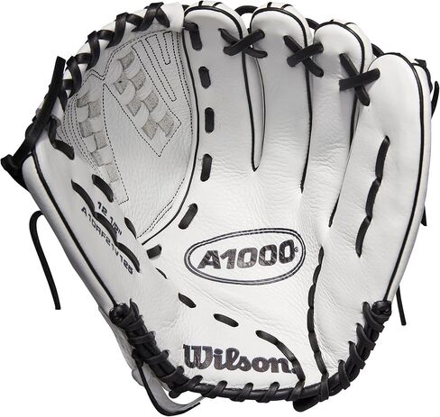 قفاز ويلسون 2022 A1000 V125 مقاس 12.5 بوصة Fastpitch Outfield - غطاء لليد اليسرى، أسود/أبيض/ذهبي معدني in Saudi Arabia