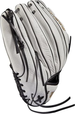 قفاز ويلسون 2022 A1000 V125 مقاس 12.5 بوصة Fastpitch Outfield - غطاء لليد اليسرى، أسود/أبيض/ذهبي معدني in Saudi Arabia